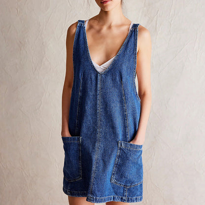 Modisches rückenfreies Denim-Kleid für Damen