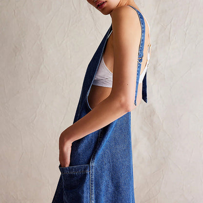 Modisches rückenfreies Denim-Kleid für Damen