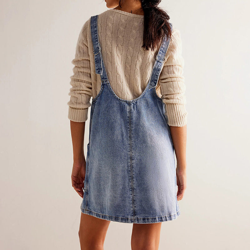 Modisches rückenfreies Denim-Kleid für Damen