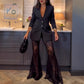 💖Limitierte Zeitaktion 50% RABATT💖 Stylisches Blazer & Durchsichtige Flared-Hosen 2-Teiliges Set