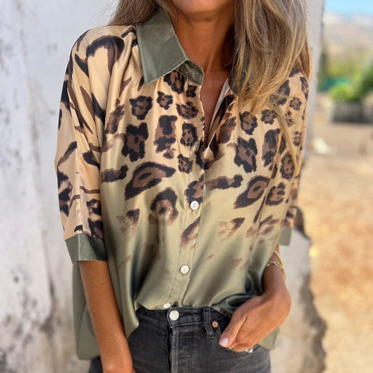 Button-Down-Hemd mit Leopardenmuster für Damen