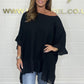 Lockere, plissierte Off-Shoulder-Blusen für Damen