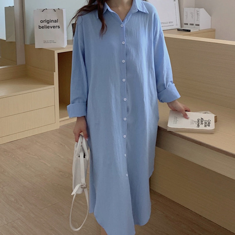 👗49% Rabatt💖 Einfarbiges, atmungsaktives Button-Down-Überkleid mit Revers