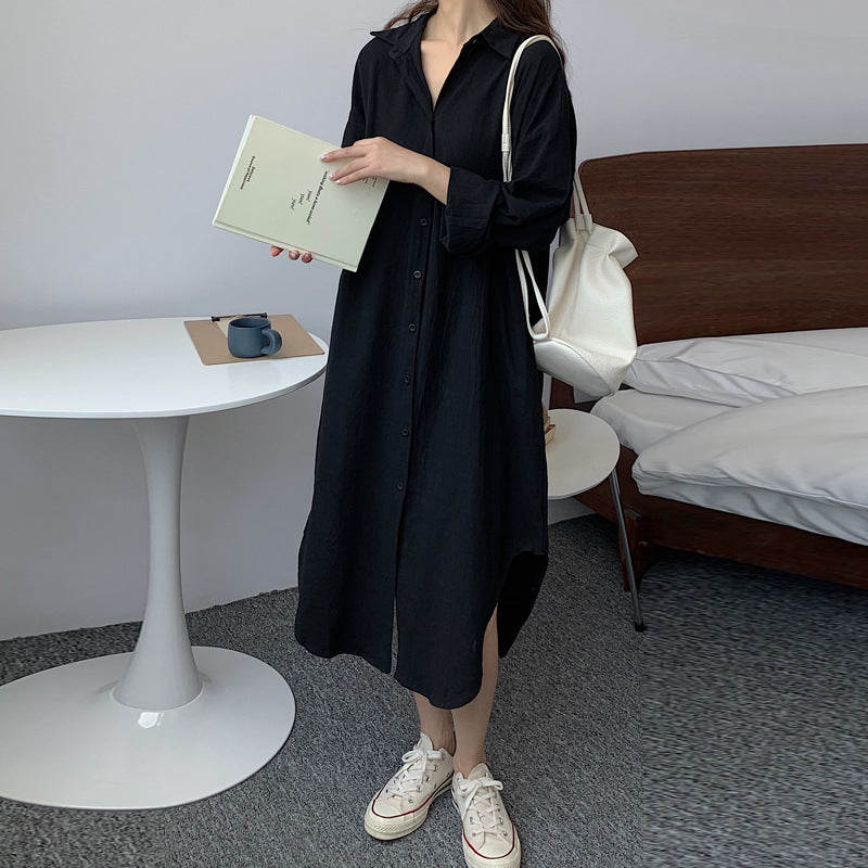 👗49% Rabatt💖 Einfarbiges, atmungsaktives Button-Down-Überkleid mit Revers