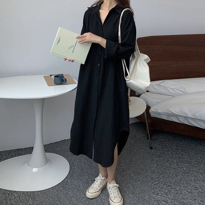 👗49% Rabatt💖 Einfarbiges, atmungsaktives Button-Down-Überkleid mit Revers