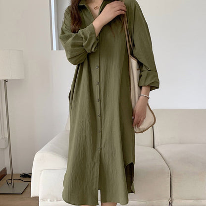 👗49% Rabatt💖 Einfarbiges, atmungsaktives Button-Down-Überkleid mit Revers