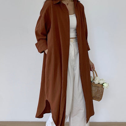 👗49% Rabatt💖 Einfarbiges, atmungsaktives Button-Down-Überkleid mit Revers