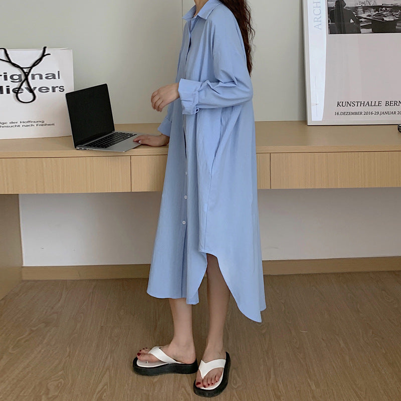 👗49% Rabatt💖 Einfarbiges, atmungsaktives Button-Down-Überkleid mit Revers