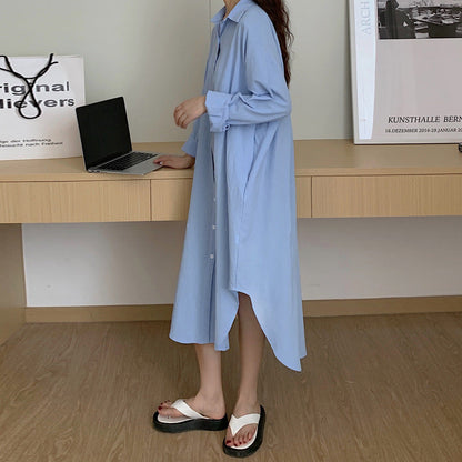 👗49% Rabatt💖 Einfarbiges, atmungsaktives Button-Down-Überkleid mit Revers
