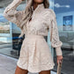 Lässiges, elegantes 2-teiliges Spitzen-Set für Damen mit Button-Down-Shirt und Shorts
