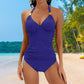 Damen-Sexy-Neckholder-Badeanzug mit Raffung