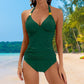 Damen-Sexy-Neckholder-Badeanzug mit Raffung
