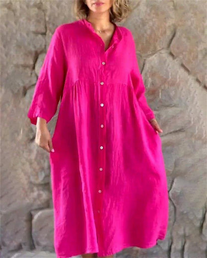 Lockeres Hemdkleid aus Baumwolle und Leinen