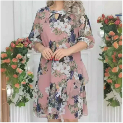 Knielanges Kleid mit Blumendruck für Damen