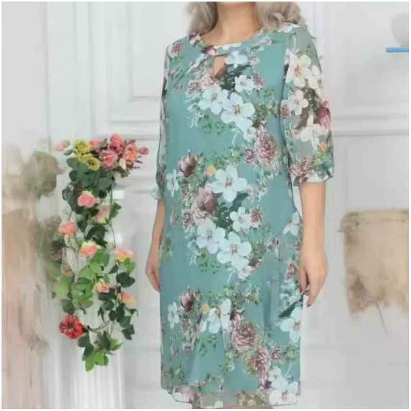 Knielanges Kleid mit Blumendruck für Damen