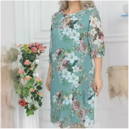 Knielanges Kleid mit Blumendruck für Damen