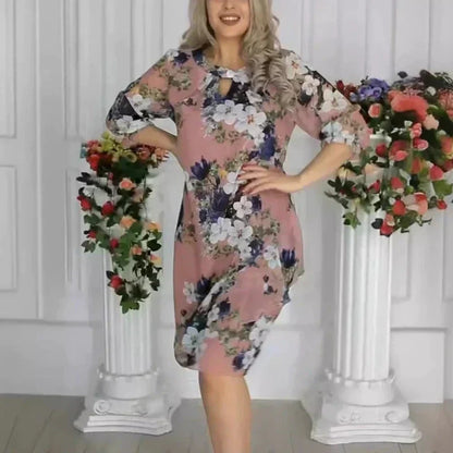 Knielanges Kleid mit Blumendruck für Damen