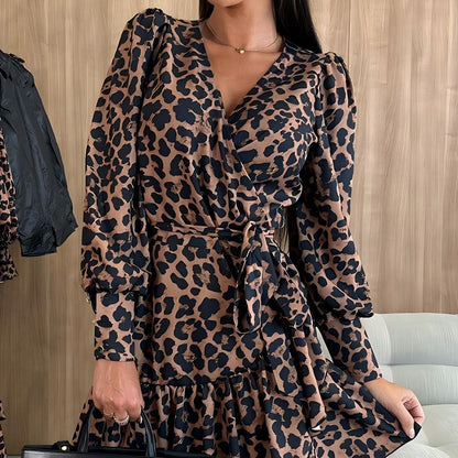 🐆✨Elegantes Mini-Wickelkleid mit Leopardenmuster für Damen