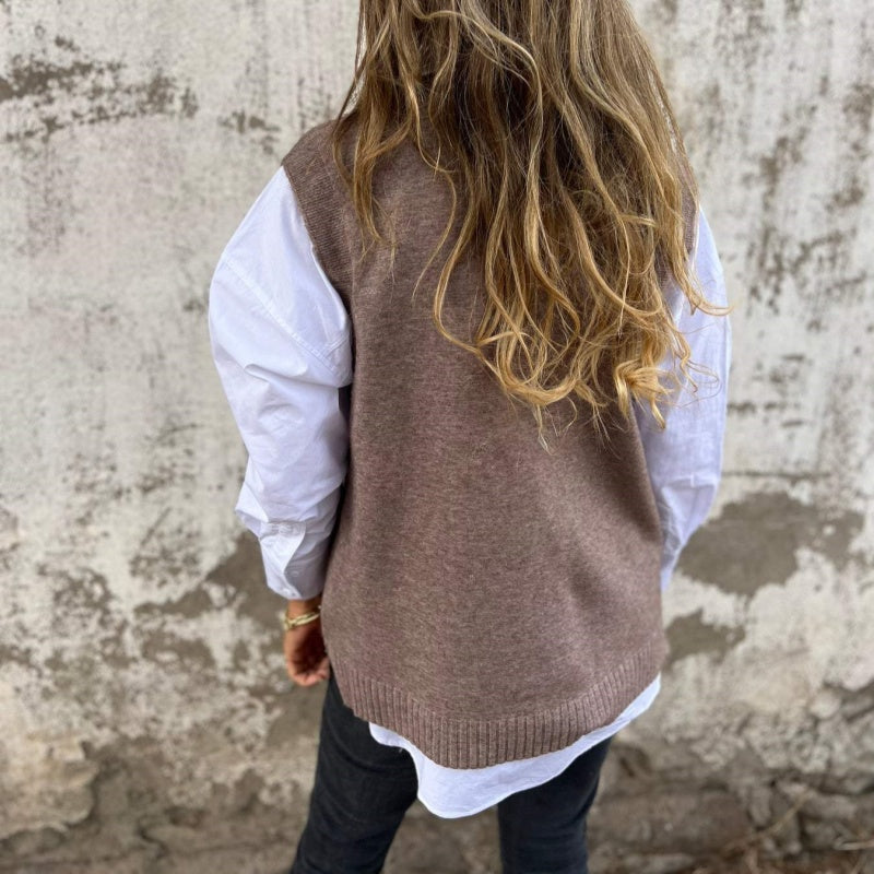 Damen sagen lässige V-Ausschnitt Strickpullover Weste