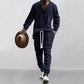 💥 Kommt heute versandkostenfrei an 💥 2-teiliges Herren-Set aus Baggy-Sweatshirt mit V-Ausschnitt und Jogginghose