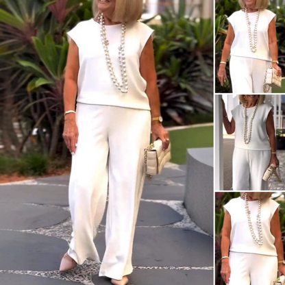 Damen-Set: Ärmelloses Oberteil mit Rundhals und Hose