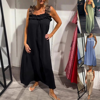 Lässiges ärmelloses Damen-Maxikleid mit Taschen