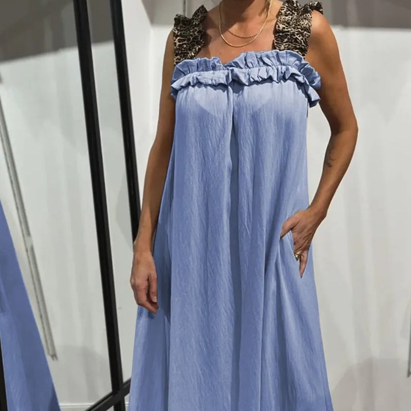 Lässiges ärmelloses Damen-Maxikleid mit Taschen