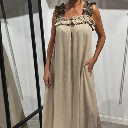 Lässiges ärmelloses Damen-Maxikleid mit Taschen