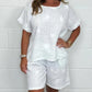 ✨Lässiges bedrucktes Kurzarm-Shorts-Set aus Baumwolle und Leinen