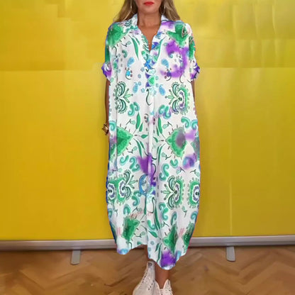 🔥Locker sitzendes Damenkleid mit Druck und Taschen