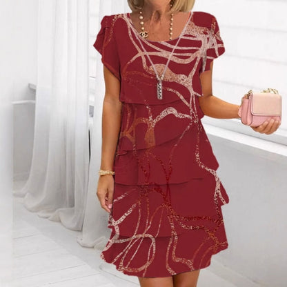 Damen elegantes modisches Kleid mit Volantsaum