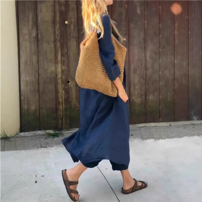 🌞👚2-teiliges Sommer-Set mit lockerem Schnitt und V-Ausschnitt und Tasche für Damen🌸