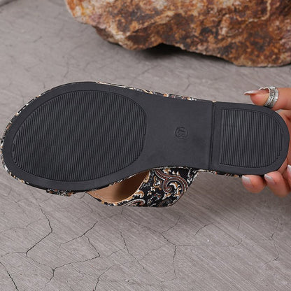⏳Begrenzte Zeit 50% Rabatt🩴Leichte orthopädische flache Sandalen für Damen🎨Vintage und Moderne kombiniert