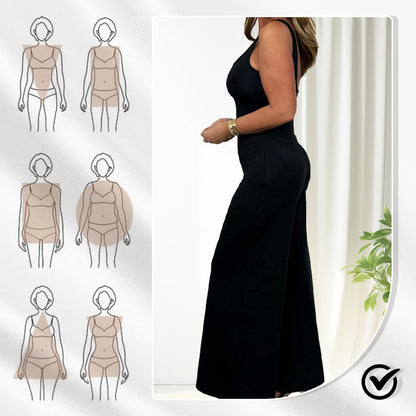 Sexy, rückenfreier Jumpsuit mit U-Ausschnitt und weitem Bein für Damen