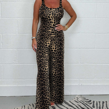 Sexy, rückenfreier Jumpsuit mit U-Ausschnitt und weitem Bein für Damen