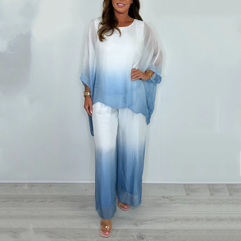 Lockeres, fließendes Oberteil und Hose im Dip-Dye-Mix-Look