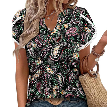 ✨Hot Sale 50% Off🌸Bedrucktes kurzärmliges Tunika-Oberteil für Damen💥💥Befristetes Angebot: 50% Rabatt auf Bestellungen