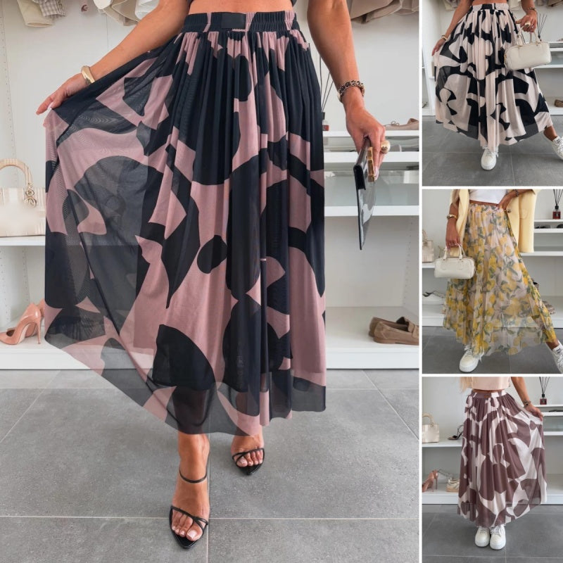 ☀️2025 frühsommer neu 👗Damen-Maxirock mit trendigem Druck und elastischem Bund