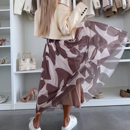 ☀️2025 frühsommer neu 👗Damen-Maxirock mit trendigem Druck und elastischem Bund