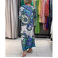 Elegantes langes Kleid mit Rundhalsausschnitt und Blumendruck