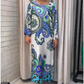 Elegantes langes Kleid mit Rundhalsausschnitt und Blumendruck