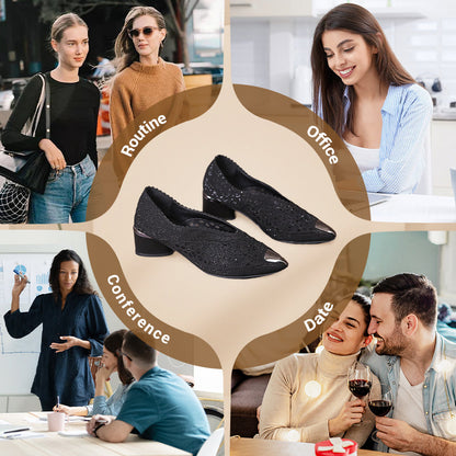 🔥Zeitlich begrenzter Rabatt👡Slipper aus Mesh mit Kristallen und dickem Absatz