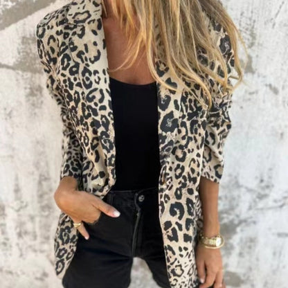 Modischer Blazer mit Leopardenmuster für Damen