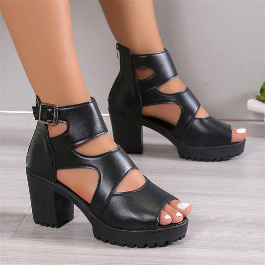 🔥🩷Damen-Sandalen mit Peep-Toe und klobigem Absatz