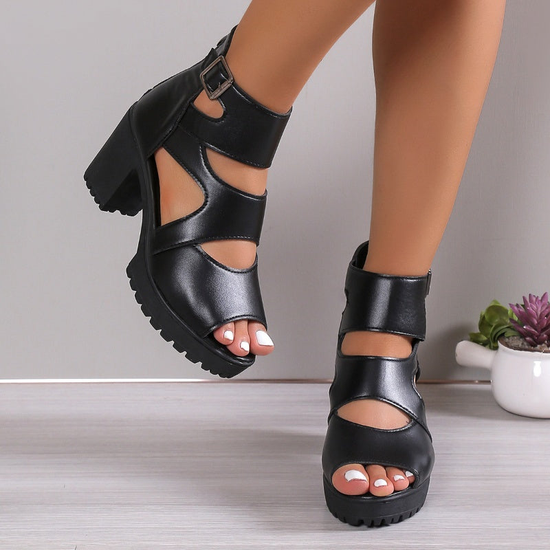 🔥🩷Damen-Sandalen mit Peep-Toe und klobigem Absatz