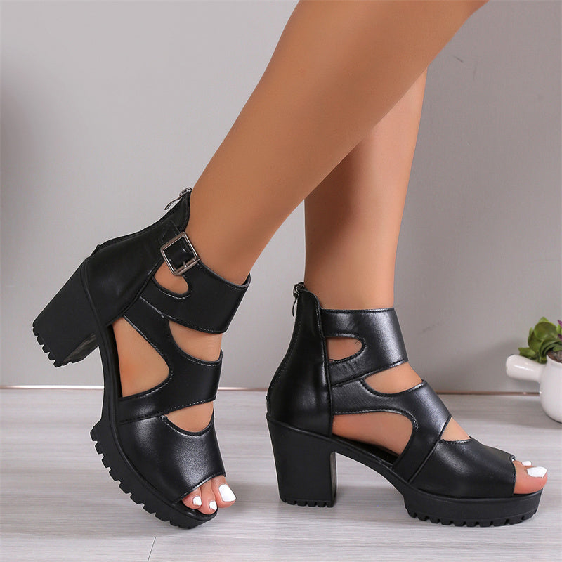 🔥🩷Damen-Sandalen mit Peep-Toe und klobigem Absatz