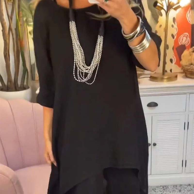Damen zweiteiliges Set: asymmetrisches Oberteil und Hose