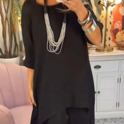 Damen zweiteiliges Set: asymmetrisches Oberteil und Hose