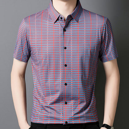 🔥2025 New Arrival🔥 Kühlendes kariertes Kurzarm-Knopfhemd für Männer
