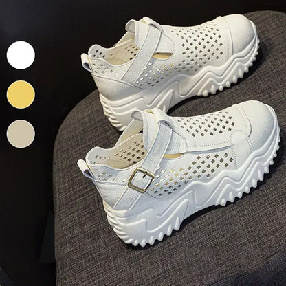 Damen Sommer atmungsaktive Dick-Sold Hollow Out Schuhe